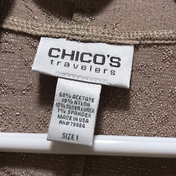 Chico’s Travelers open sweater cardigan size 1 beige floral - Picture 3 of 4